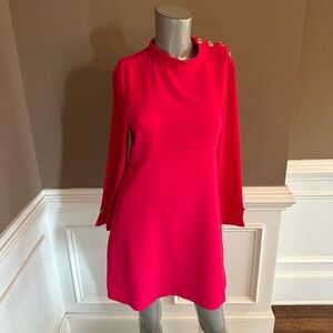 NWT Zara Mini Shift Pink Dress Long Sleeves Sz M
